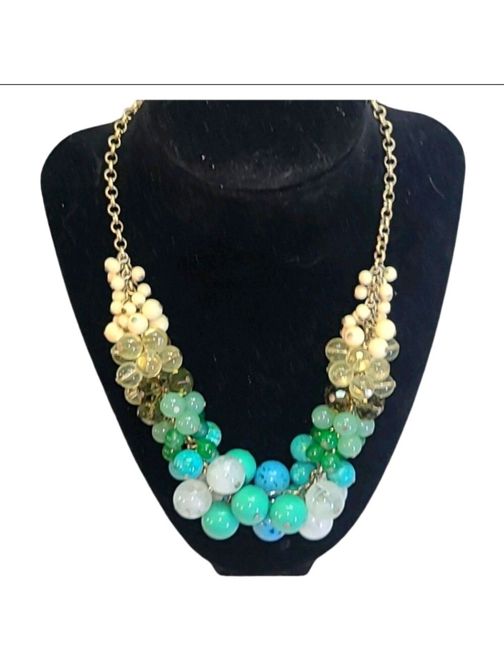 Lia Sophia Chunky Multicolor Beaded Bubble Necklace Blue & Green 16"-18"